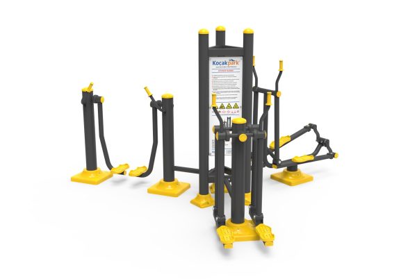 Háromszög alakú kültéri fitness szett (panellel)